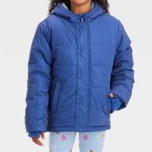 Girls' Solid Puffer Jacket - Cat & Jack™ Blue XS NWT
